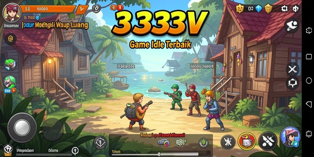 Tampilan gameplay 333V dengan karakter dan sumber daya yang menarik.
