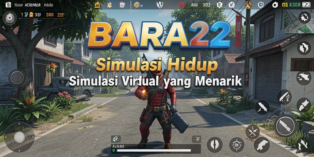 Screenshot utama BARA22 menampilkan gameplay simulasi yang mendalam.