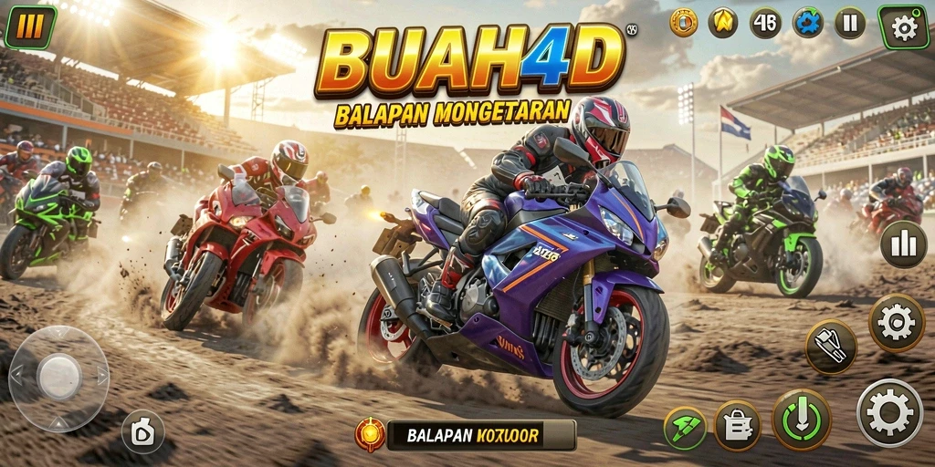 Tampilan gameplay BUAH4D yang mendebarkan saat balapan motor.