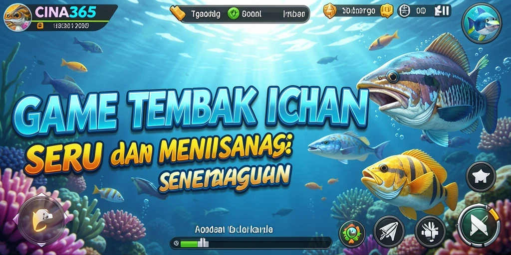 Gameplay seru CINA365 dengan efek menembak ikan.