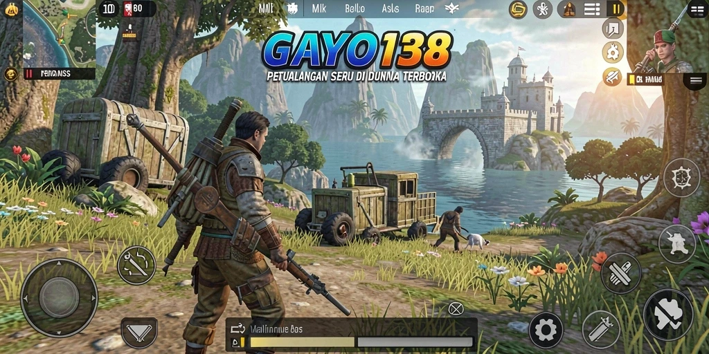 Screenshot gameplay GAYO138 yang menunjukkan dunia terbuka yang luas.