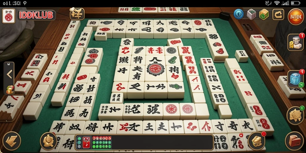 Screenshot IDKLUB menunjukkan pengalaman bermain Mahjong yang mendebarkan.