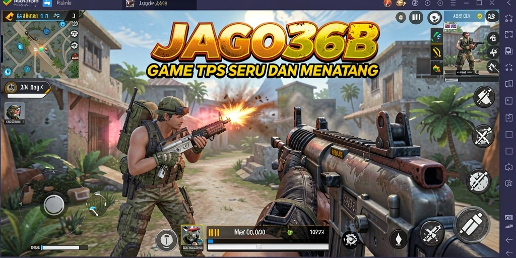 Screenshot menunjukkan aksi intens dalam gameplay JAGO368 TPS.