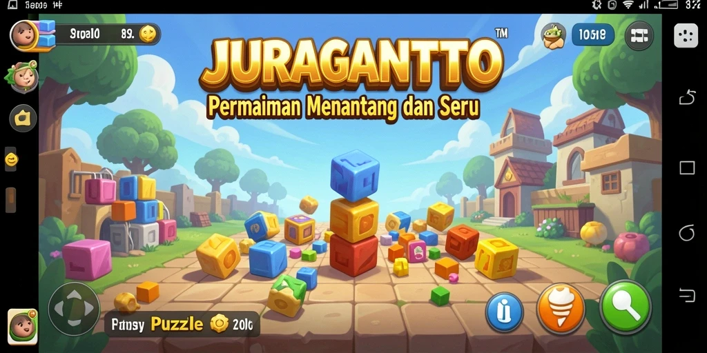 Gameplay seru JURAGANTOTO dengan berbagai teka-teki menantang.