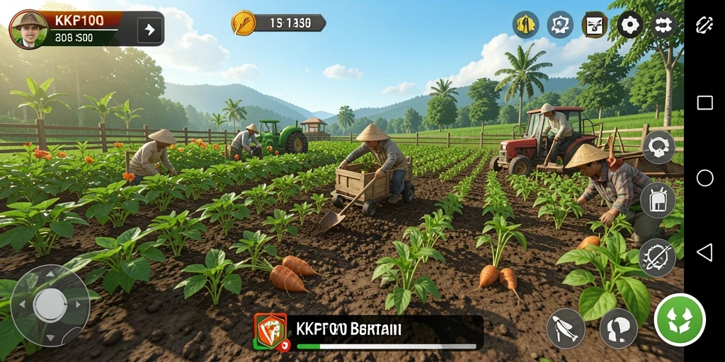 Screenshot KPK100 menampilkan gameplay bertani yang seru dan interaktif.