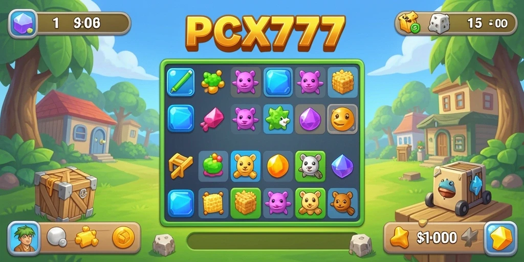 Gameplay seru PCX777 dengan tantangan Match-3 yang menyenangkan.