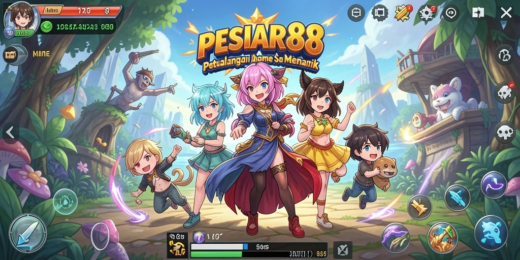 Tangkapan layar PESIAR88 menampilkan karakter anime dalam aksi yang mendebarkan.