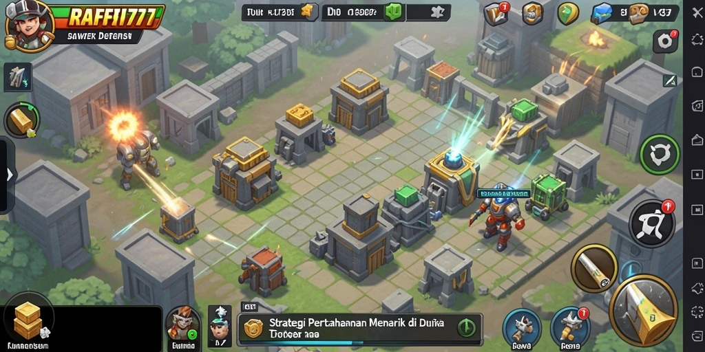 Screenshot utama RAFFI777 menampilkan aksi seru Tower Defense.