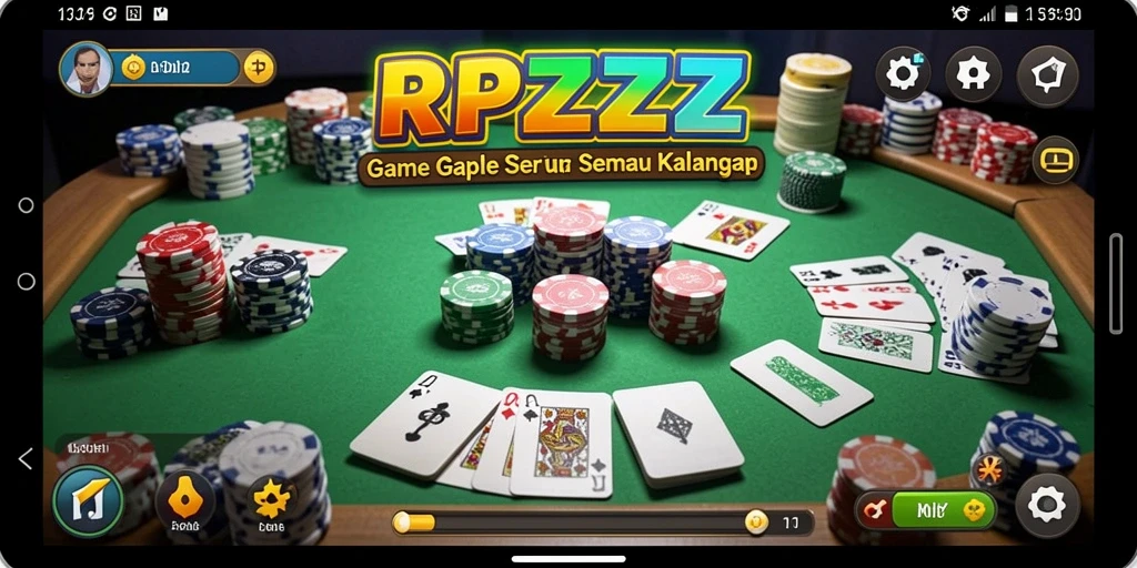 Screenshot utama RPZZZ menampilkan permainan Gaple yang seru dan interaktif.