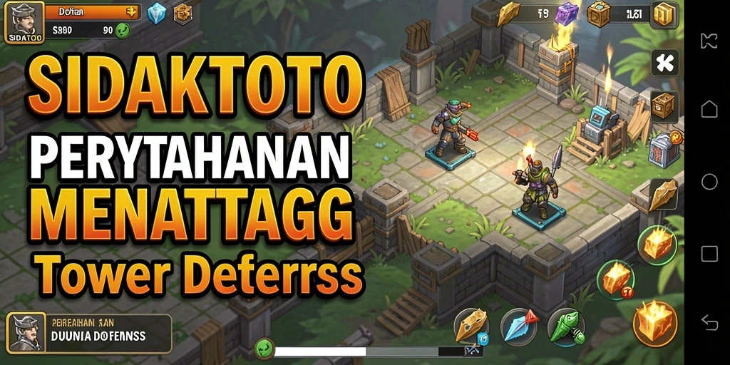 Tampilan gameplay menegangkan dalam permainan Tower Defense SIDAKTOTO.